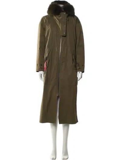 Pre-owned Yves Salomon Wool Down Coat In Green