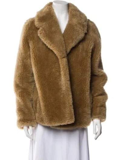 Pre-owned Yves Salomon Wool Faux Fur Coat In Brown