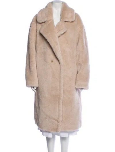 Pre-owned Yves Salomon Wool Faux Fur Coat In Neutral
