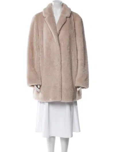 Pre-owned Yves Salomon Wool Faux Fur Coat In Neutral