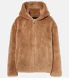 Yves Salomon Wool Faux Fur Hoodie In Beige
