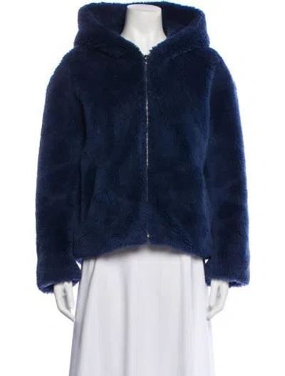 Pre-owned Yves Salomon Wool Faux Fur Jacket In Blue