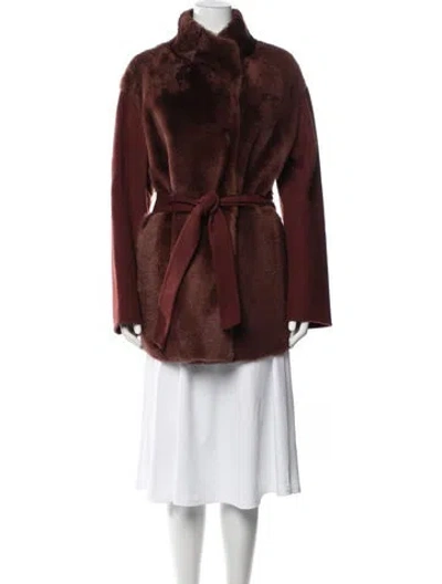 Pre-owned Yves Salomon Wool Faux Fur Jacket In Brown