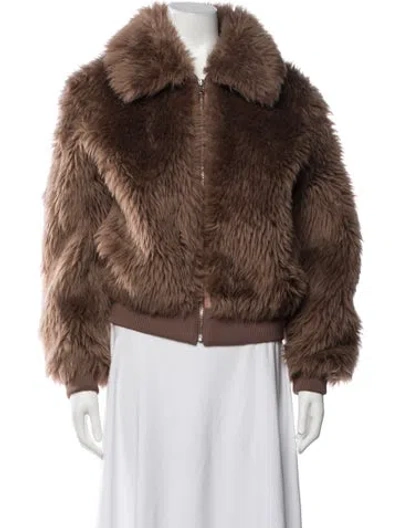 Pre-owned Yves Salomon Wool Faux Fur Jacket In Brown