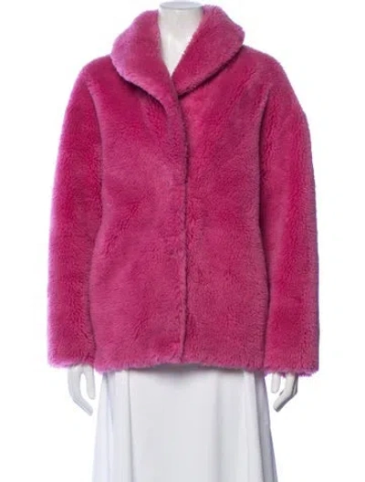 Pre-owned Yves Salomon Wool Faux Fur Jacket In Pink