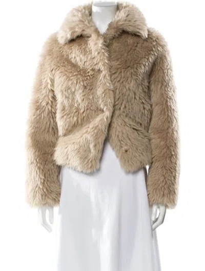 Pre-owned Yves Salomon Wool Faux Fur Jacket W/ Tags In Neutral