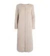 Yves Salomon Wool-fur Longline Coat In Beige