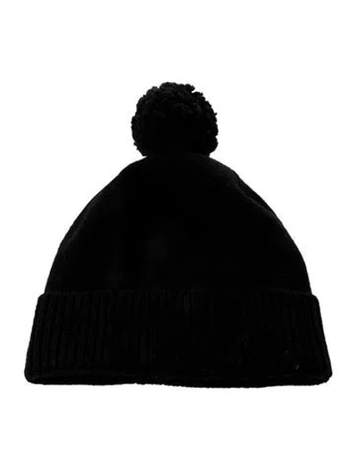 Pre-owned Yves Salomon Wool Knit Beanie In Black