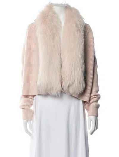 Pre-owned Yves Salomon Wool Open Front Sweater In Neutrals