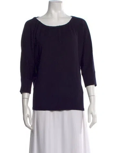 Pre-owned Yves Salomon Wool Scoop Neck Sweater In Blue