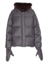 Yves Salomon Wool Short Down Jacket With Fur Hood Clothing In Gray