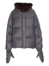 Yves Salomon Wool Short Down Jacket With Fur Hood Clothing In Gray