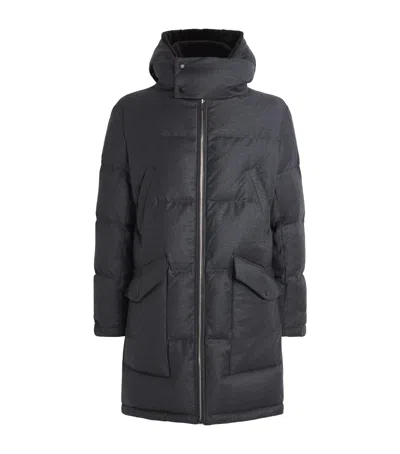 Yves Salomon Wool-silk Down Mink-trim Coat In Multi