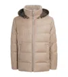 Yves Salomon Wool-silk Green Storm System Mink-trim Puffer Jacket In Brown