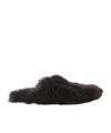 Yves Salomon Wool Slippers In Black
