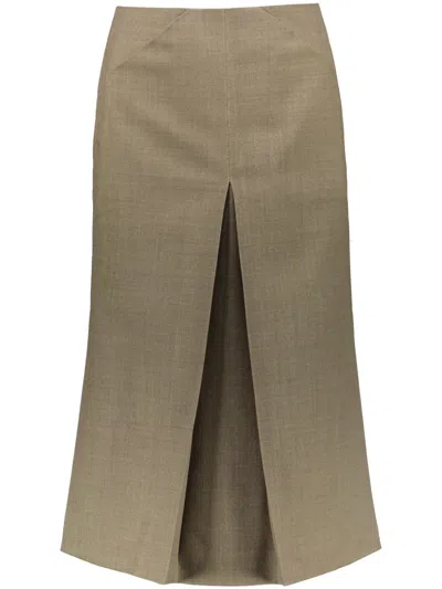 Yves Salomon Wool Split Skirt In Gray