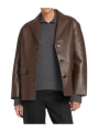 Yves Salomon Woollen Bonded Leather Jacket In Brown