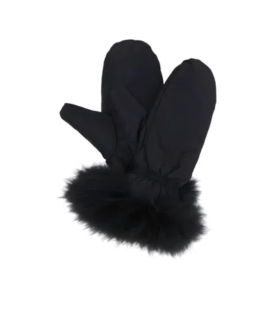 Yves Salomon Wool-trimmed Down Gloves In Black