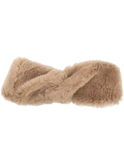 Yves Salomon Woven Wool Headband In Brown