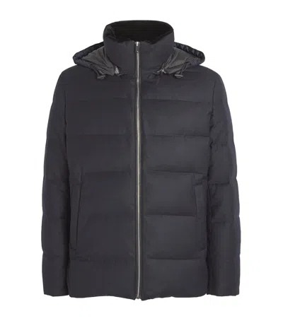 Yves Salomon X Loro Piana Wool-silk Puffer Jacket In Navy