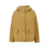 Yves Salomon Ylon And Shearling Short Parka Coat In Green