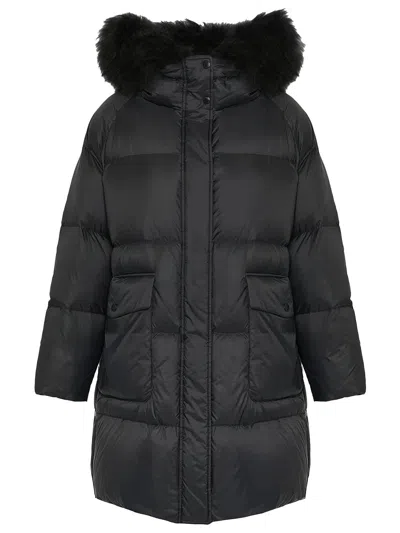 YVES SALOMON YS ARMY COLLECTION: LONG DOWN JACKET WITH RAGLAN SLEEVES AND LAMBSWOOL TRIM