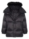 Yves Salomon Army Collection Mid Length Down Jacket In Black