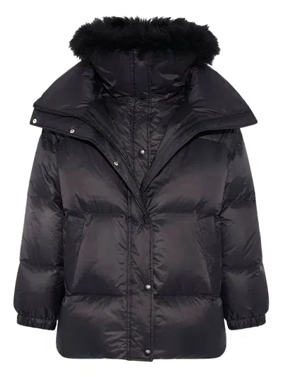 YVES SALOMON YVES SALOMON YS ARMY COLLECTION: MID-LENGTH DOWN JACKET WITH REMOVABLE BIB AND LAMBSWOOL TRIM CLOTHI