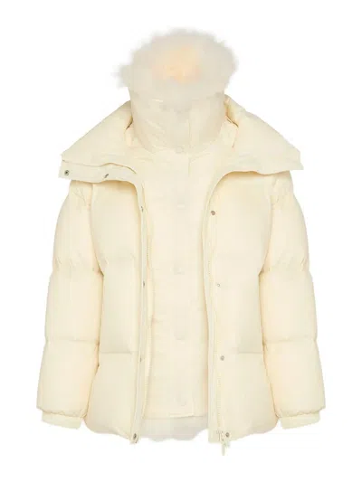 Yves Salomon Ys Army Collection Mid-length Down Jacket In Brown