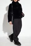 Yves Salomon Rex Rabbit Band Jacket In Black
