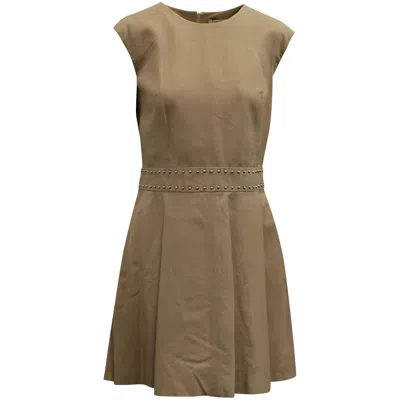 Pre-owned Yves Salomon Yves Solomon Fit And Flare Dress In Pink Leather In Brown