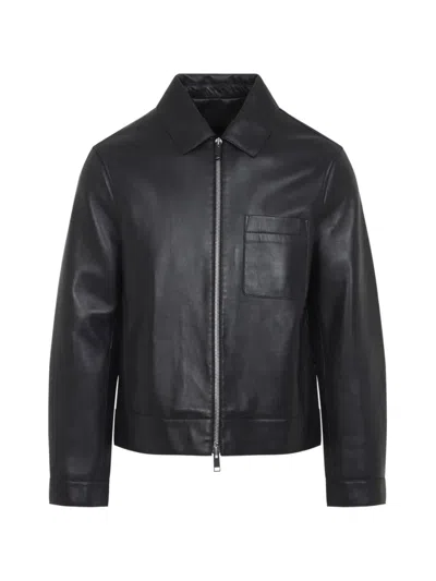 YVES SALOMON ZIP-FASTENING CHEST-POCKET LEATHER JACKET