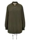Yves Salomon Twill And Shearling Reversible Blouson Jacket In Green