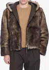 Yves Salomon Zip-up Lamb Fur Coat In Brown
