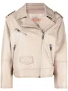 Yves Salomon Zip-up Leather Biker Jacket In Neutrals
