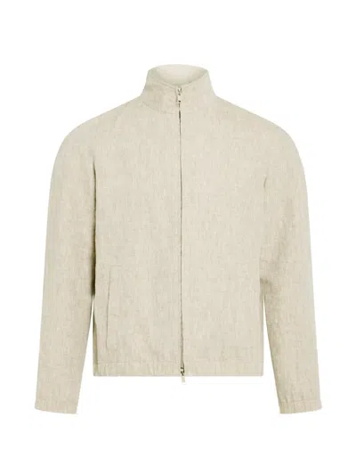 Yves Salomon Zip-up Linen Jacket In Neutral