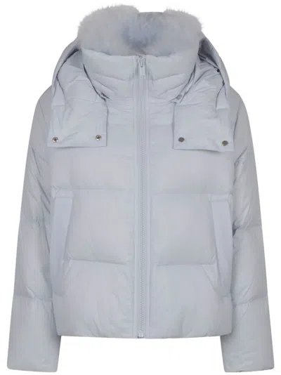 Yves Salomon Zip-up Puffer Jacket In Blue