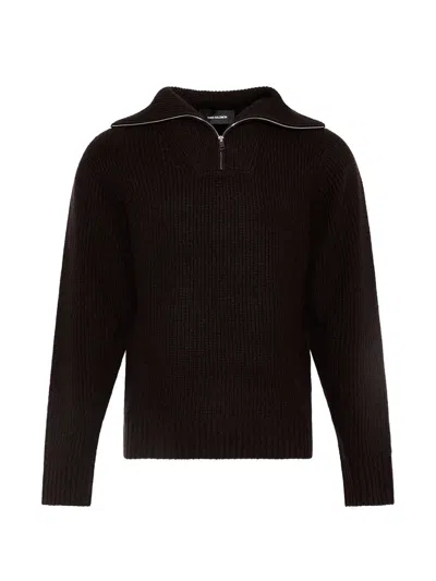 Yves Salomon Zip-front Ribbed-knit Sweater In Brown
