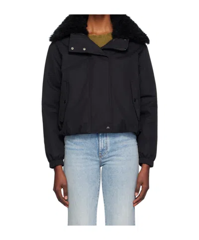 Yves Salomon Zippered Long-sleeved Down Jacket In Black