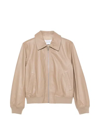 Yves Salomon Zip-up Leather Jacket In Neutral