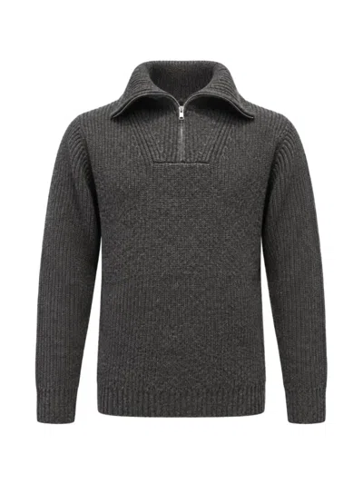 Yves Salomon Zip-up Ribbed-knit Sweater In Gray