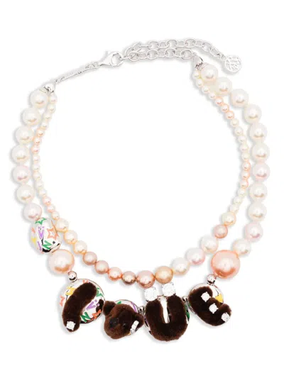 Yvmin Bear-motif Necklace In Pink