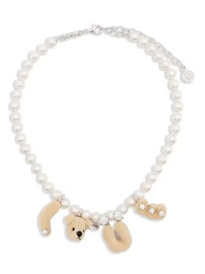 Yvmin Bear-motif Necklace In White
