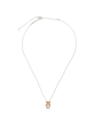 Yvmin Bear-pendant Mother-of-pearl Necklace In Metallic