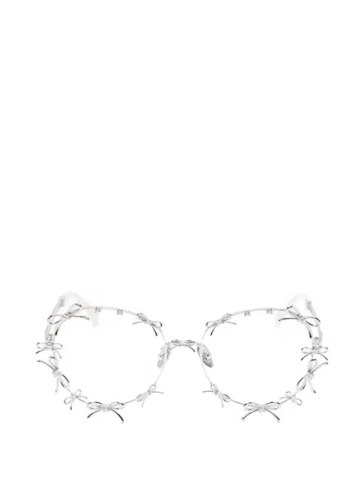 Yvmin Bow Round-frame Sunglasses In Silver