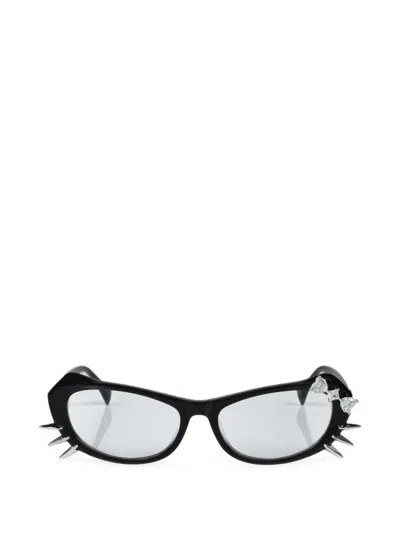 Yvmin Bow-detail Cat-eye Sunglasses In Black