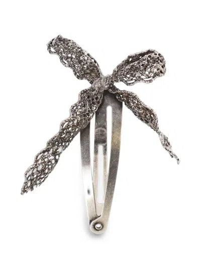 Yvmin Bow-detail Hair Clip In Metallic