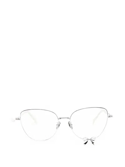 Yvmin Bowknot Crystal-embellished Glasses In Silver