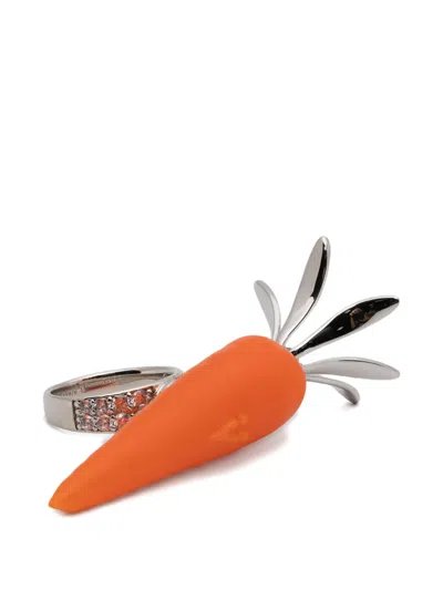 Yvmin Carrot-motif Crystal-embellished Ring In Metallic