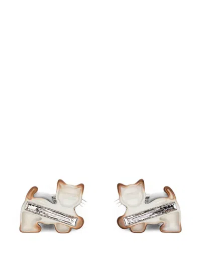 Yvmin Cat-motif Crystal-embellished Hair Clips In Yellow